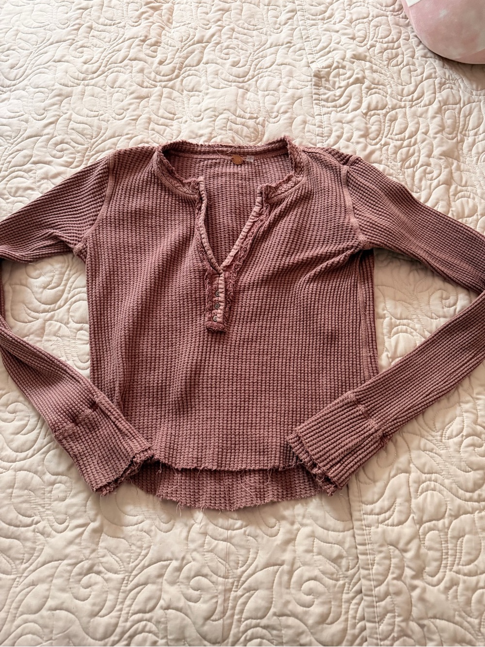 Free People One Colt Thermal Waffle Weave Long Sleeve Small